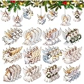 36 Pcs Christmas Angel Wooden Ornaments Set, Angel Figurine Hanging Decorations for Xmas Tree, Festive Home Party Decor Supplies, Perfect for Families