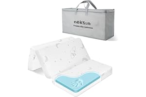 NEKSUN Pack and Play Mattress Pad, Dual Sided Baby Mattress for Pack N Play, 38x26 Portable Memory Foam Travel Foldable Crib Mattresses with Breathable Jacquard Cover