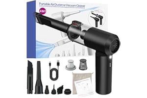 Carforu Car Vacuum Cleaner, 16000PA Car Vacuum Portable Cordless, 4-in-1 Mini Handheld Vacuum with Brushless Motor and Type C, Strong Suction Portable Vacuum for Car, Office, Home (Black)