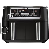 Ninja DZ550 Foodi 10 QT 6-in-1 DualZone Smart XL Air Fryer with 2 Independent Baskets, Smart Cook Thermometer for Perfect Don