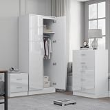 Reflect Modern Bedroom Furniture Set: Wardrobe, Tallboy, Bedside Table view 2
