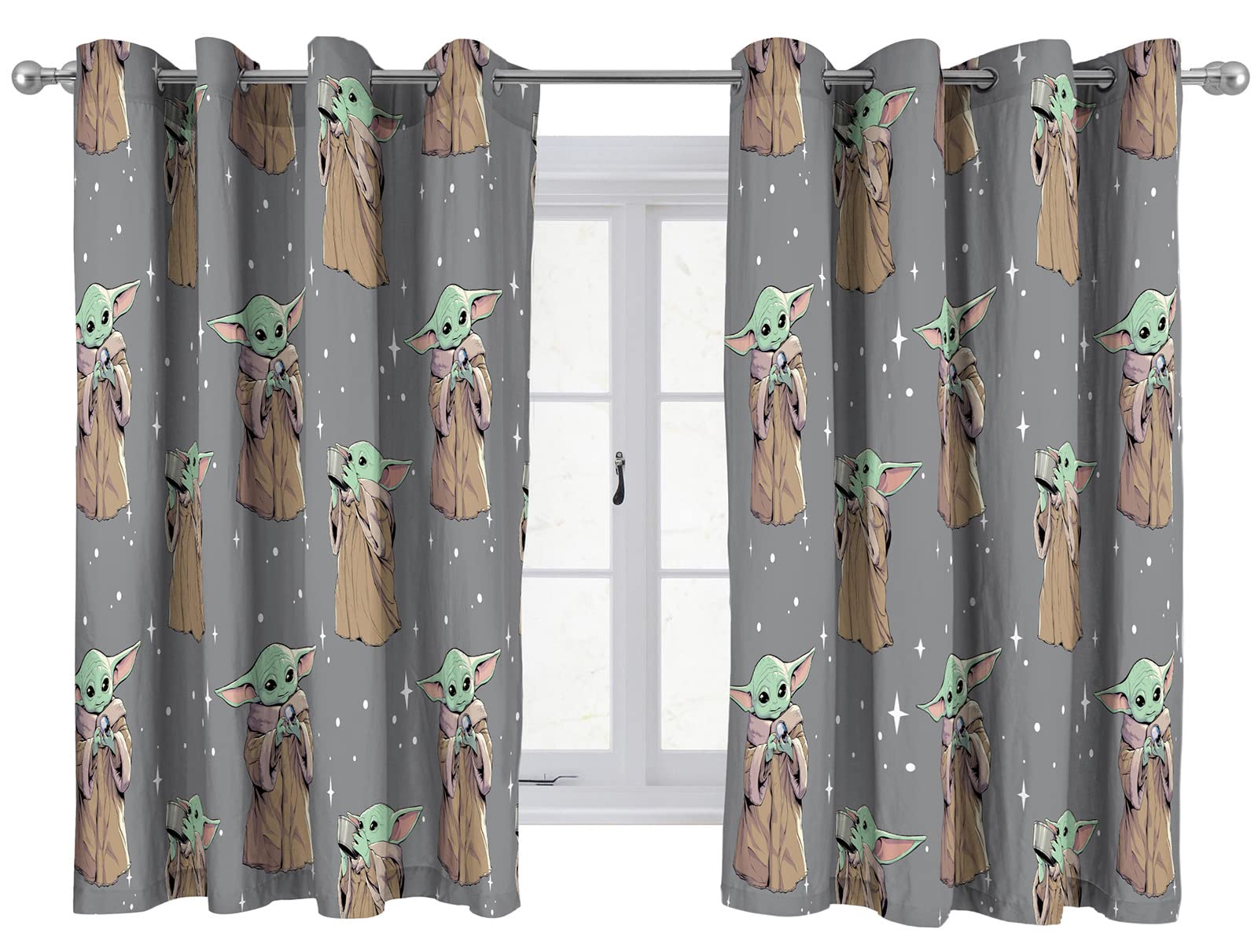 Jay Franco Star Wars The Mandalorian Curious Kid 137cm x 168cm Eyelet Window Curtains - 2 Panels