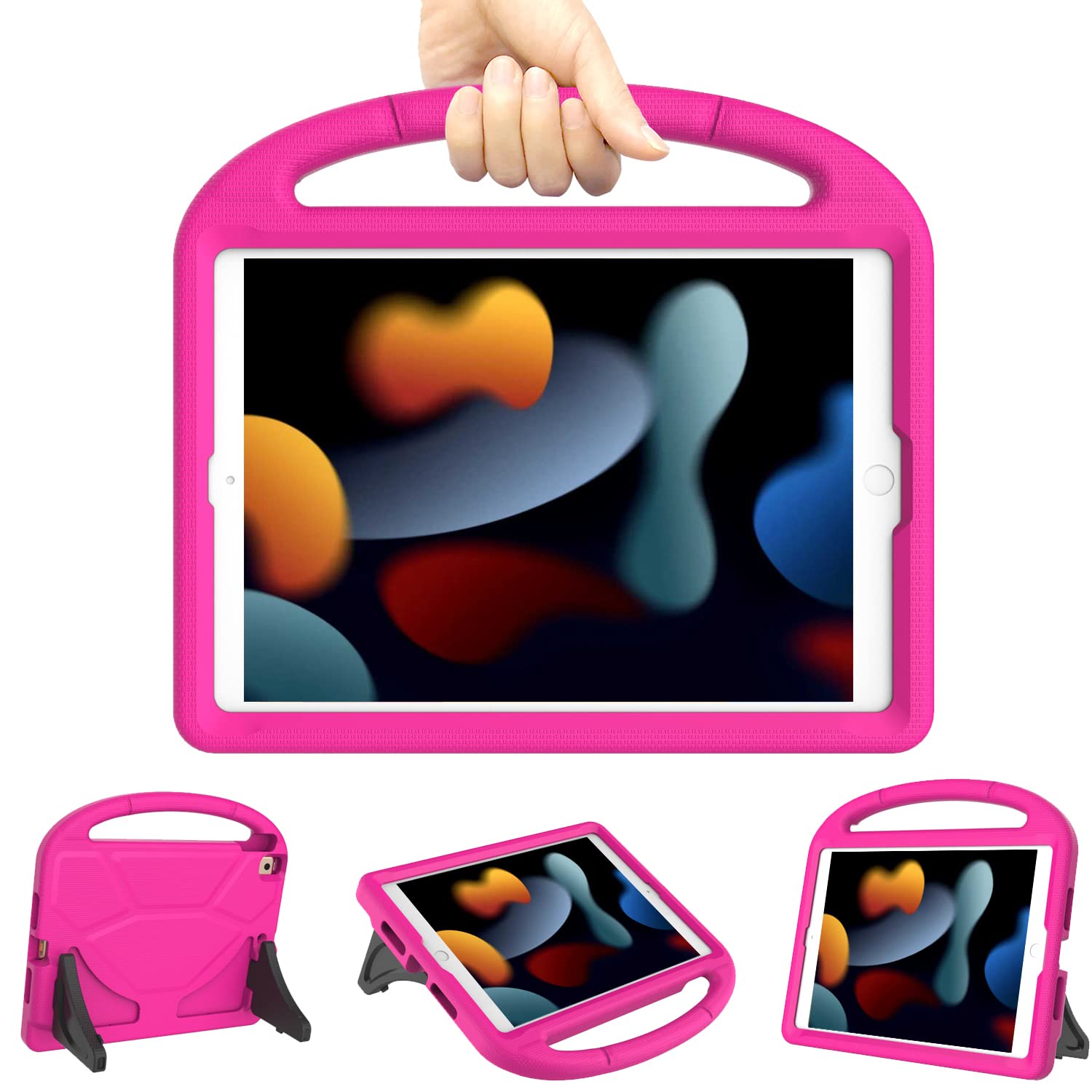 iPad 9th/8th/7th Generation Case Kids for iPad 10.2 Inch 2021/2020/2019, TrendGate Lightweight Shockproof Kids Cover 10.2 Inch with Handle Kickstand - Pink