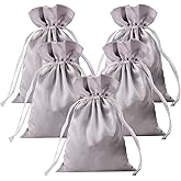 Gbateri 35 Pack 5x7 Inch Silver Satin Bags - Small Gift Bags with Drawstring for Jewelry, Wedding Favors & Party Favors