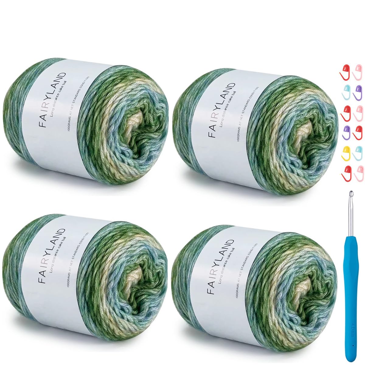 Photo 1 of Yarn for Crocheting-Gradient Cake Yarn Ombré with Vibrant Colors-4x100g 60% Cotton 30% Acrylic 10% Wool,Colorful Soft Rainbow Cotton Perfect for Shawls,Scarves,Sweater and Blanket