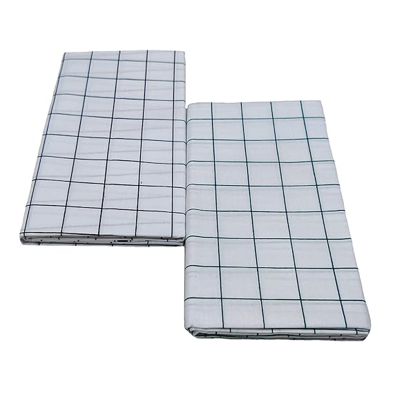 Cotton Cool 100% Pure Cotton White Chexs Lungi/Free Size White Colour Pack of 2 Piece