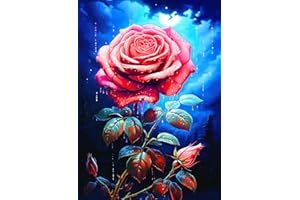 ijbnhd DIY Rose Diamond Painting Kits for Adults, 5D Moon Diamond Art Kits for Adults, Full Drill Diamond Dots Paintings Craft for Home Wall Art Decor (12x16 Inch)