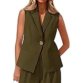MASCOMODA Summer Sleeveless Blazers for Women Business Casual Dressy Lapel V Neck Button Open Front Work Suit Vest Tops