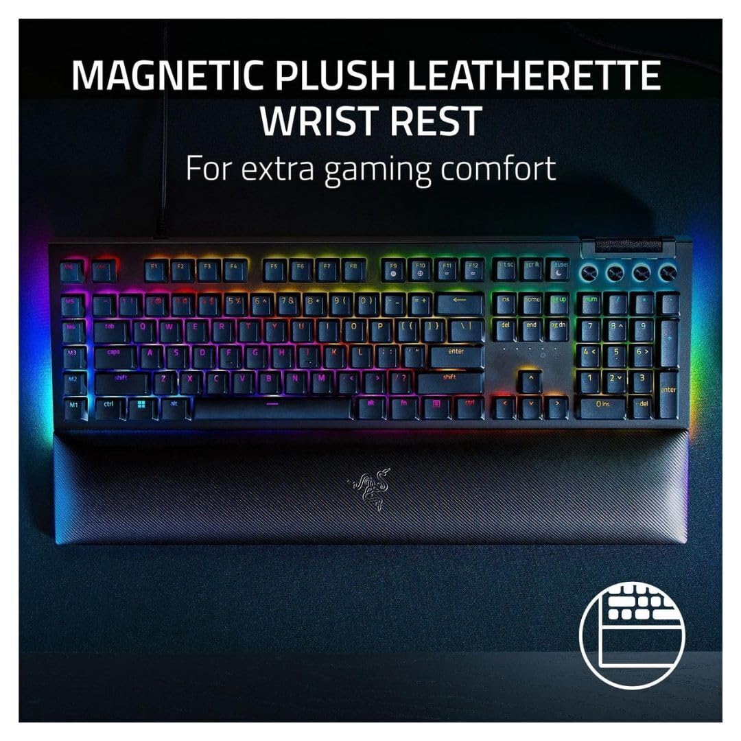 Razer RZ03-04690200 BlackWidow V4 Full Size Wired Mechanical Green Switch Gaming Keyboard with Chroma RGB