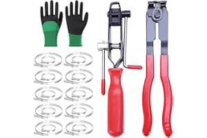 E-GREETSHOPPING CV Joint Axle Boot Clamp Pliers,Essential Automotive Tool Kit with 20Pcs Crimp Bands and Latex Gloves,Ear Clamp Pliers for CV Boot, CV Axle Crimp Clamp Tool, Suitable for Most Cars