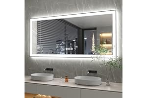 ISTRIPMF 60x28 Inch LED Bathroom Mirror with Black Frame, Backlit and Front Lighted Bathroom Mirrors for Wall, Anti-Fog, Dimmable, Memory, Shatterproof, LED Vanity Mirror for Bathroom