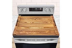 CENLEOHA 30"x22" Noodle Board Stove Cover for Electric Stoves & Gas Stoves, Cabonized Wood Ranges Stovetop Cover for Extra Counter Space, Also Sink Cover & Serving Tray