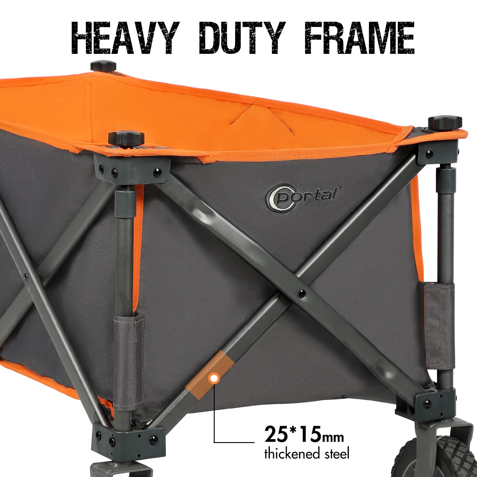 PORTAL Collapsible Wagon Cart, Heavy Duty Foldable Wagon Carts with Wheels, Folding Utility Wagon for Camping, Shopping, Garden, Sports, Beach