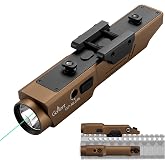 GOPLANT 2500 Lumen Aluminum Alloy Rifle Laser Light Combo, 2.5 Hours Long Runtime AR15 Weapon Light and Green Laser, Picatinny Rail MLOK Mounted LED Tactical Flashlight (Desert Tan)