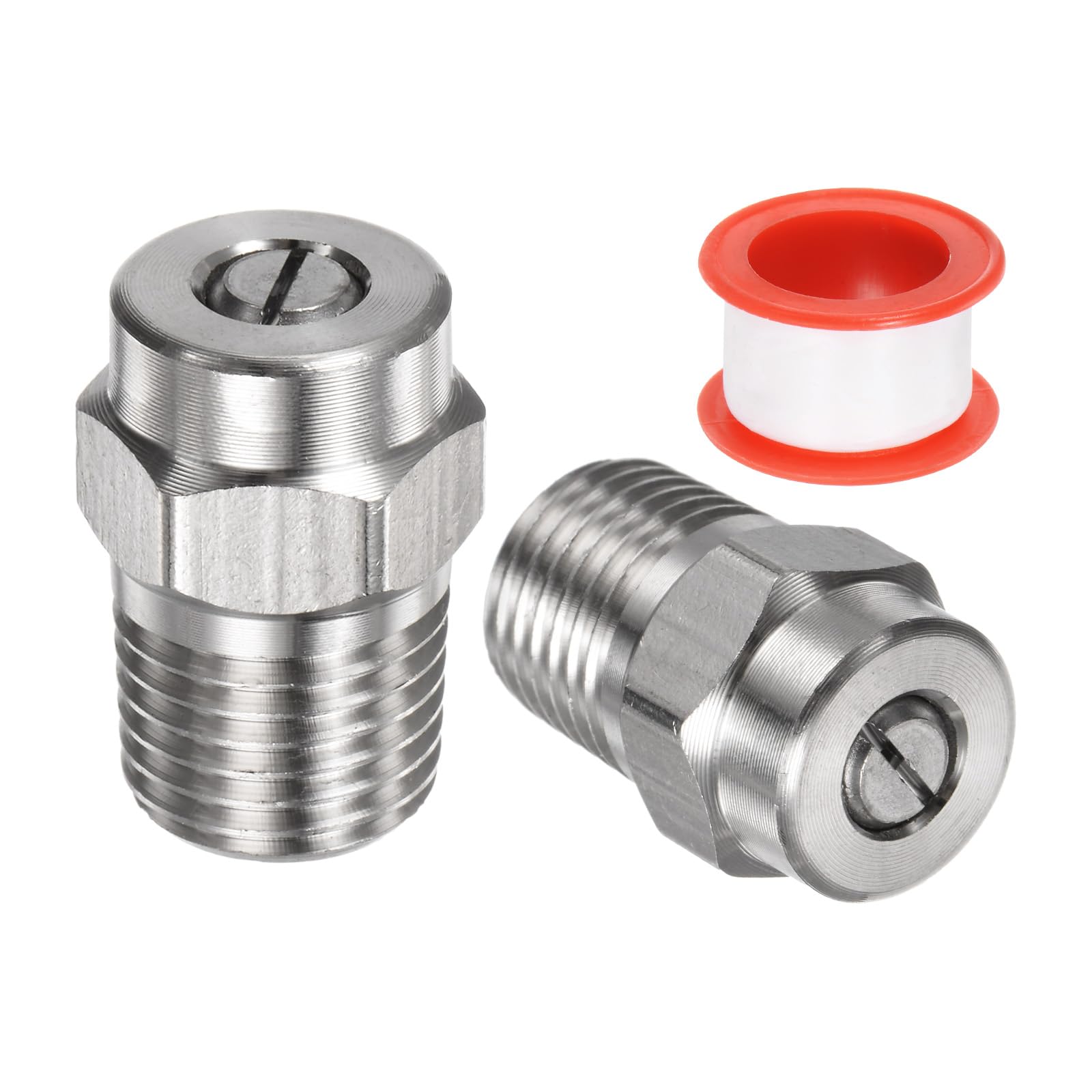 M METERXITY 2 Pack Surface Clean Tips - 40 Degree 1/4" NPT Male #40025 Pressure Washer Nozzles Cleaner Nozzle Replacement, Stainless Steel with Sealing Tapes for Water Guns (1.07mm Orifice)