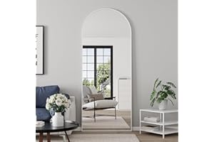 FVANF Arched Full Length Mirror, 64"x21" Free Standing Floor Mirror, Modern Full Body Mirror with Stand, Wall Mirror with Aluminum Alloy Frame for Bedroom,Living Room, White
