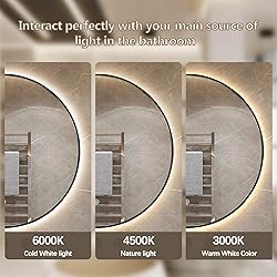 Niccy 40" LED Backlit Round Mirror for