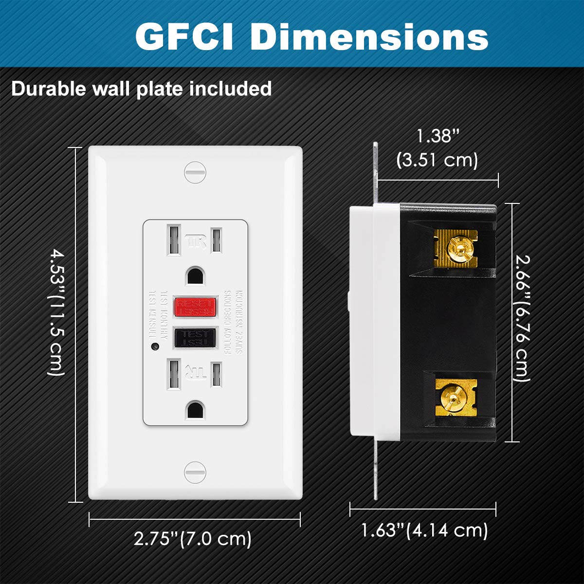 (10 Pack) UNIELE GFCI Receptacle Outlet, 15A/125V, Tamper-Resistant(TR) Ground Fault Circuit Interrupter Outlets with LED Indicator, Wallplate Included, White: Industrial & Scientific