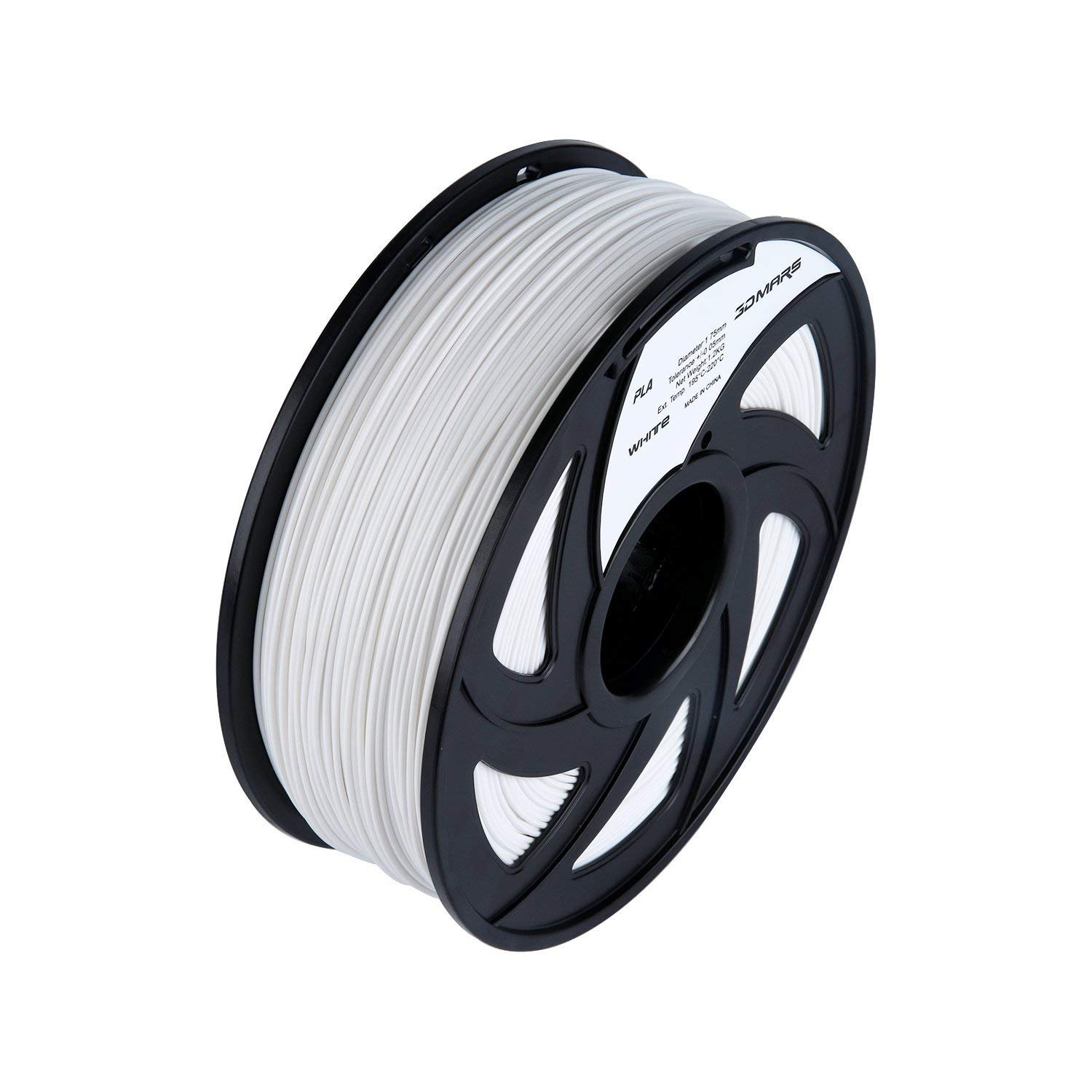 3D Mars 3D Printing Filament, 1.75 mm PLA 3D Printer Filament, Dimensional Accuracy +/- 0.03mm,1.2KG Spool Filament PLA 3D Filament for Most 3D Printer & 3D Pen, White