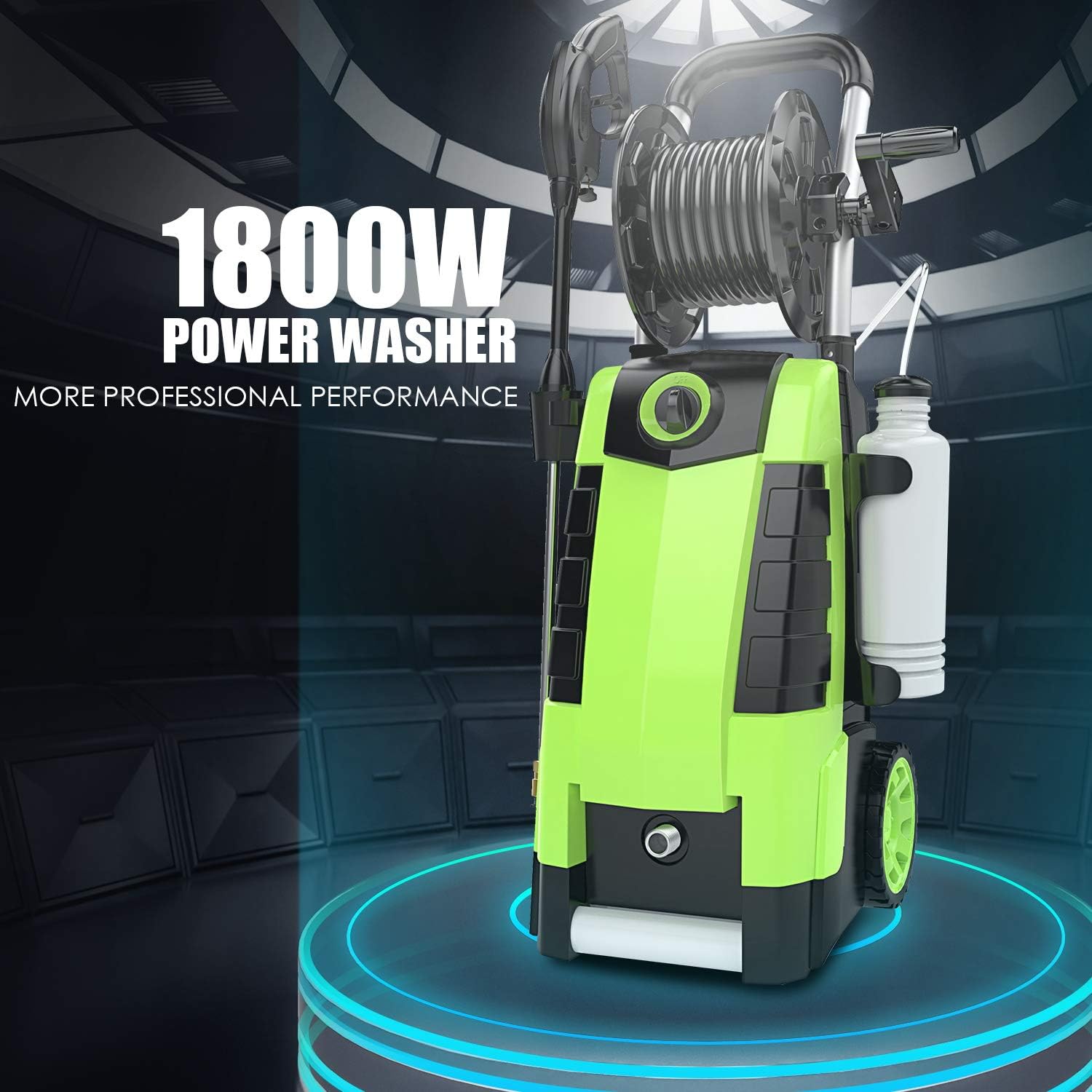TEANDE 3800PSI Electric Pressure Washer, 2.8GPM High Pressure Power Washer 1800W Machine for Cars Fences Patios Garden Cleaning Hose Reel : Garden & Outdoor