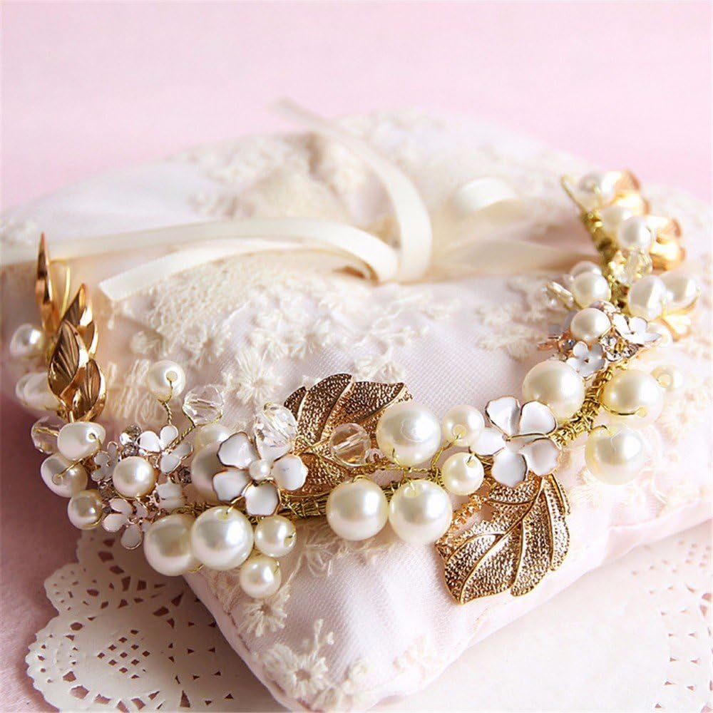 Weddwith Hair Accessories Bridal headdress style wedding gown Korean fashion gold handmade headwear bride pearl headwear wedding dress gown accessories bride jewelry