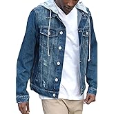 VICTORIOUS Men's Distressed Denim Jacket