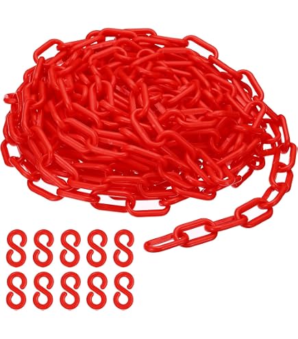Made In USA Chain Mr. Chain 25-Foot Red Plastic Barrier Chain – 2-Inch ...