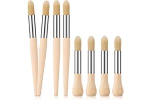 Sinload 8 Pcs Watercolor Paint Brushes for Kid Baby Toddler Jumbo Brushes with Chubby Wood Handles Easy to Grip Round Paintbrushes Non Toxic Vegan Bristles for Painting Art Supplies Craft Projects