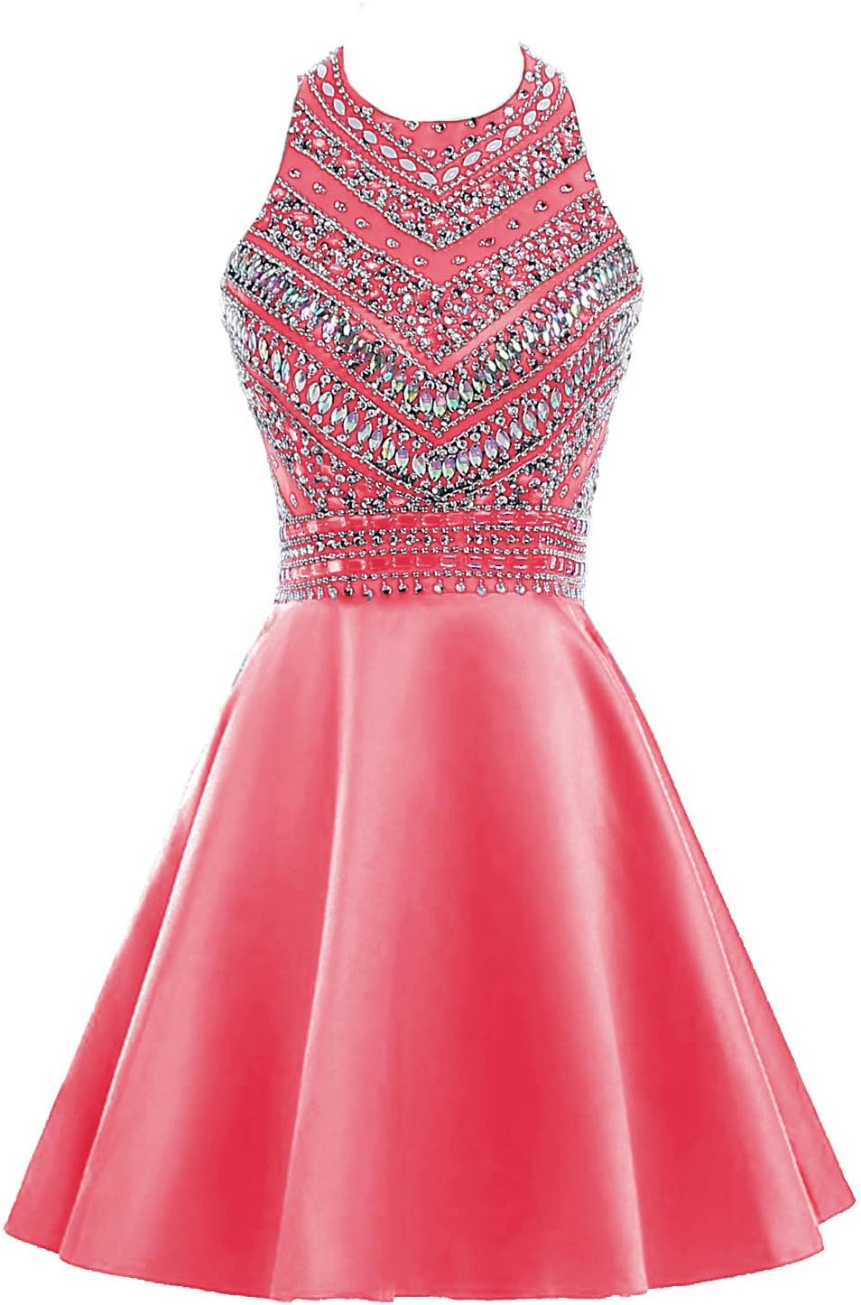 HEIMO Women's Sparkly Beaded Homecoming Dresses Sequined Prom Gowns Short H212