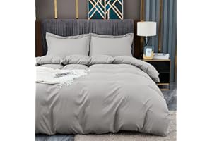 BBANGD Duvet Covers King Size - Ultra Soft and Breathable Bedding King Comforter Cover Set Washed Microfiber 3 Pieces with Zipper Closure Duvet Cover and 2 Pillow Shams (Grey)