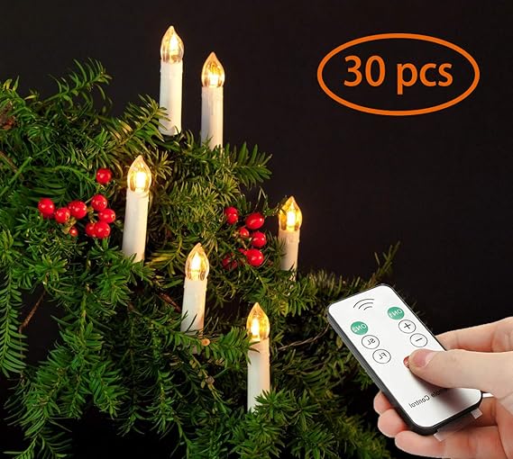 Jingrong Wireless LED Clip On Christmas Tree Candles Warm White with