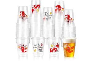 AcpopbM 60 Pcs Crawfish Boil Cups, 16 oz Plastic Cups Disposable Party Decoration Lobster Cup Drinking Tableware for Party Supplies