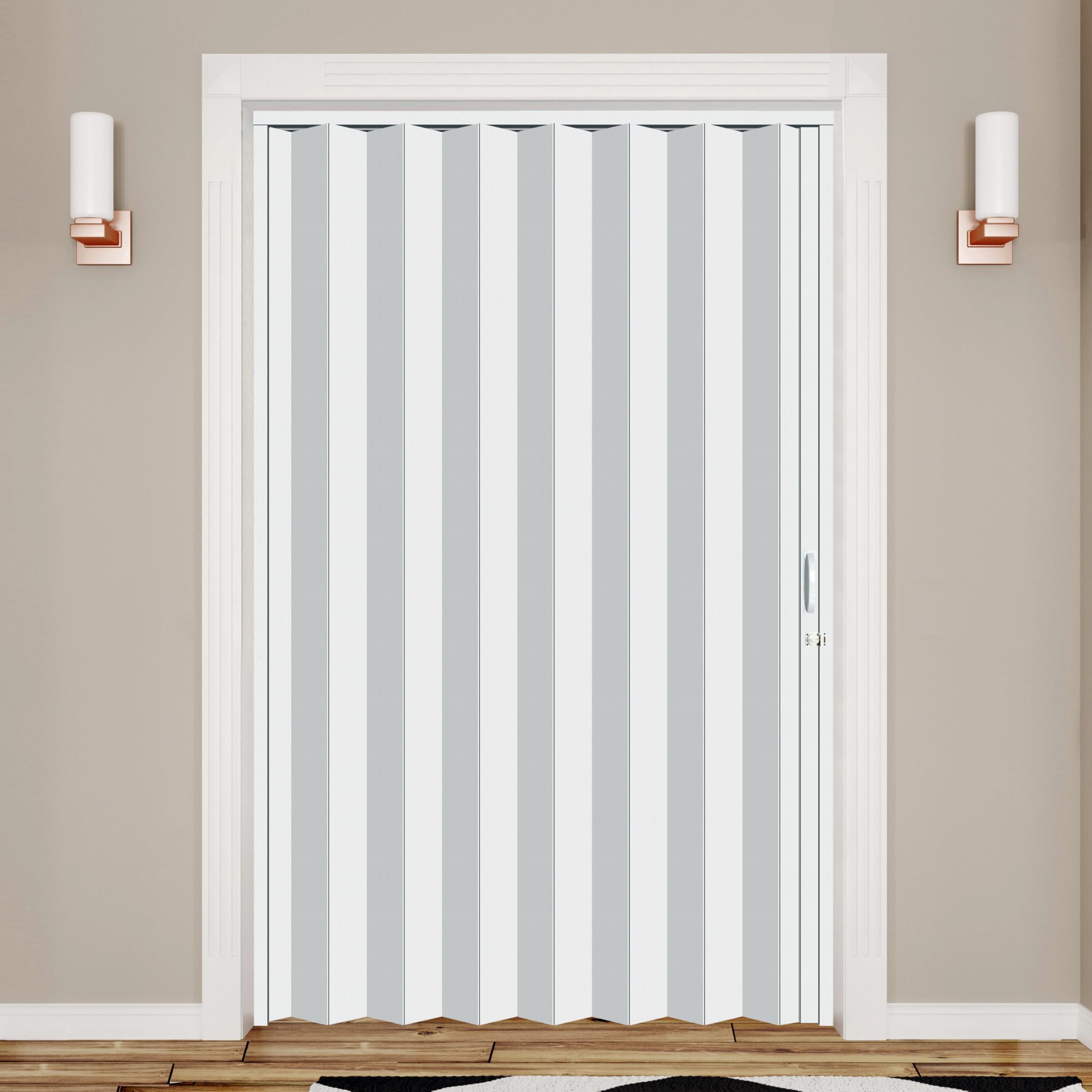 Photo 1 of DIYHD 60X80in Interior Accordion Door,White PVC Bifold Accordion Closet Door, Includes Mounting Hardware,Handle,Latch