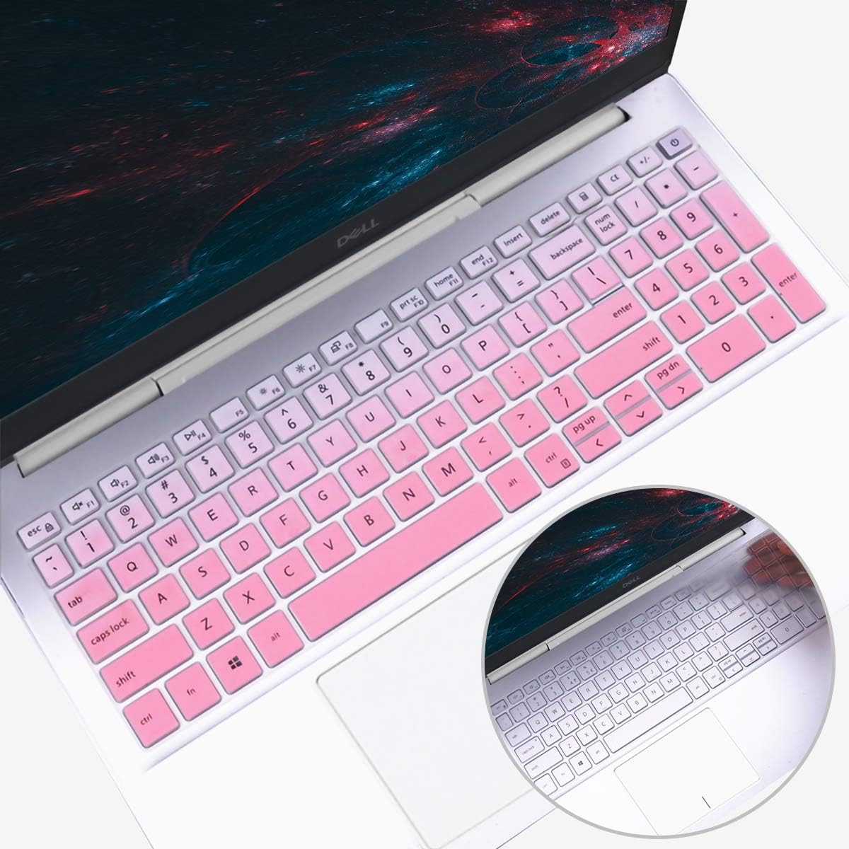 2Pcs Keyboard Cover for Dell G15 5510 5515 Gaming Laptop, Dell Inspiron/Vostro 15 3000 3501 3505 3593 5501 5502 7590 7591 5590 7500 Keyboard Cover, Dell Inspiron 15.6 17.3 Keyboard Cover