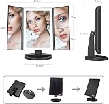 WEILY Lighted Vanity Mirror 1x 2x 3x Magnification Trifold 36 LED USB view 7