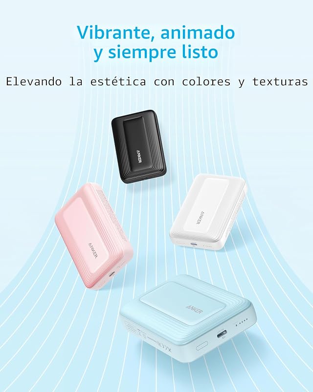 Banco de energia magnético Anker Zolo, carregador portátil sem fio compacto de 10.000 mAh com carregamento rápido máximo de 30W, bateria durável e amigável à pele, para iPhone 16/15/14, AirPods e muito mais