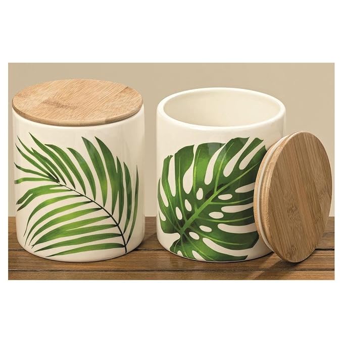 Set de 2 Pots de Conservation en Céramique Feuilles Amazon.fr Cuisine
