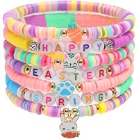 Easter Bunny Jewelry Set For Girls & Women - Necklace, Bracelet & Earrings With Enamel Eggs & Bunnies