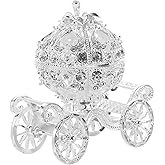 NUOBESTY Crystal Pumpkin Carriage Trinket Box Rhinestone Princess Cinderella Carriage Jewelry Box Hand Painted Jewelry Display Organizer Collectible Figurine Ornament for Women