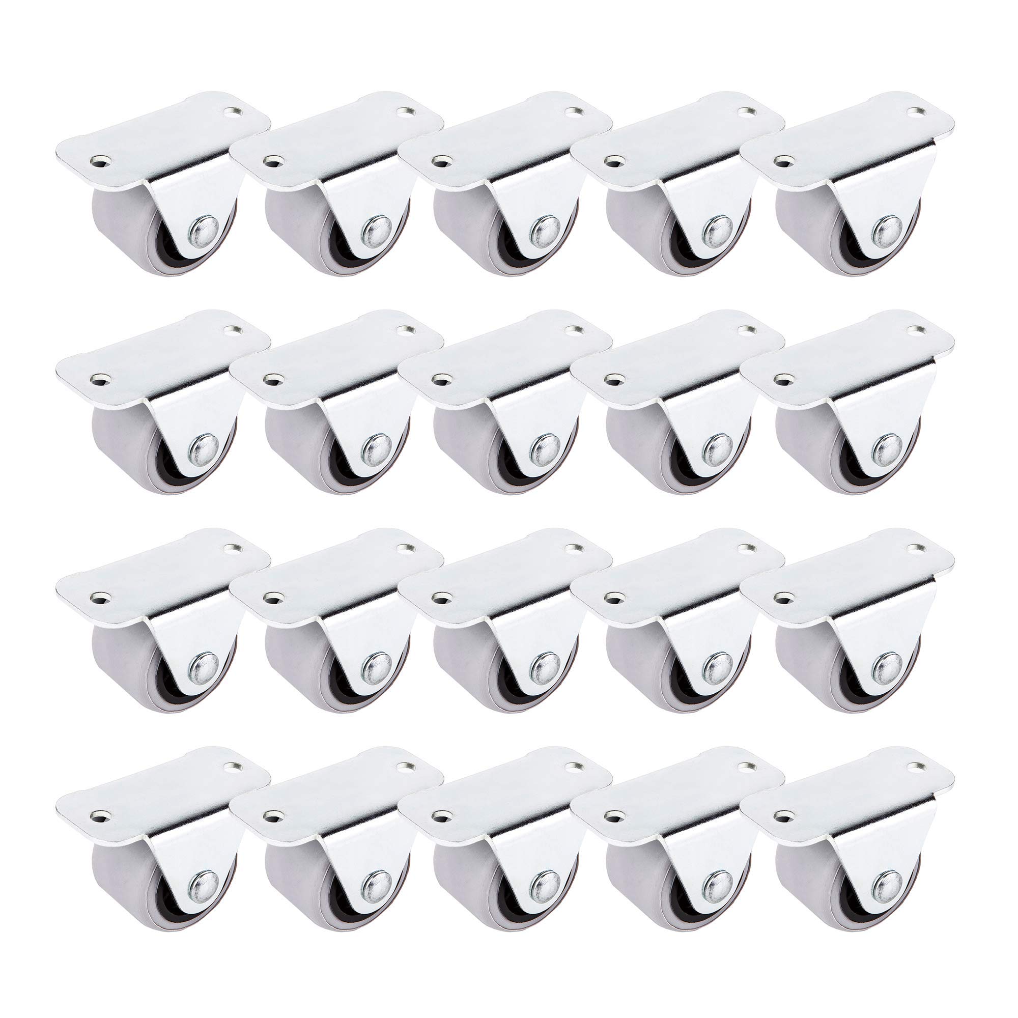 (Pack of 20) 30 mm Small Wheel Castors Rubber Casters Castors For Furniture Non-Swivel Small Wheels Non-Plastic Appliance & Equipment Small Wheel Castors Casters Set (20)