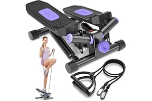 DAEYEGIM Steppers for Exercise at Home, Mini Stair Stepper 330lbs Capacity, Workout Stepper Machine for Exercise, Mini Stepper with Resistance Bands