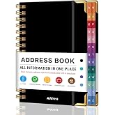 TREES Address Book with Alphabetical Tabs, 5.8" x 8.5" Hardcover Organizer | A-Z Tabs, 600+ Contacts, Large Print for Seniors, No-bleed Paper, Metal Corner Protectors, Inner Pocket, Elastic Closure