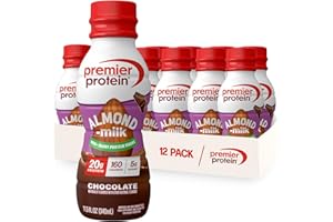 Premier Protein Almondmilk Plant Based Protein Shake, 20g Protein, 5g Sugar, 11.5 Fl oz, Chocolate, 12 Count