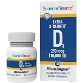 Superior Source Vitamin D3 10,000 IU, Non-GMO, 100 Sublingual Tablets | Sublingual Vitamin D3 Formula Supporting Immune, Brain and Nervous System Health Plus Calcium Absorption for Bones