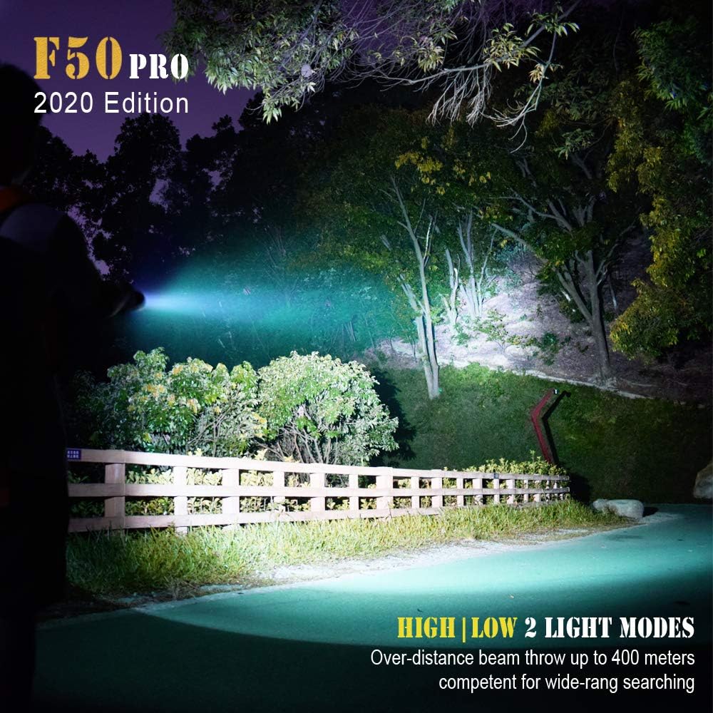 Super Bright Flashlight Rechargeable 6000 Lumen Waterproof High Powered Searchlight with Powerful P50 LED PFSN Brightest Tactical Torch Light Best for Outdoor Hunting Camping (26650 Battery Included) - - 