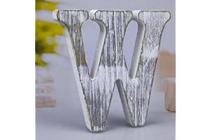 WOODOUNAI 8 Inch Wood Letters Unfinished Rustic Wood Letters for Wall Decor Decorative Standing Letters Slices Sign Board Decoration for Craft Home Party Projects (W)