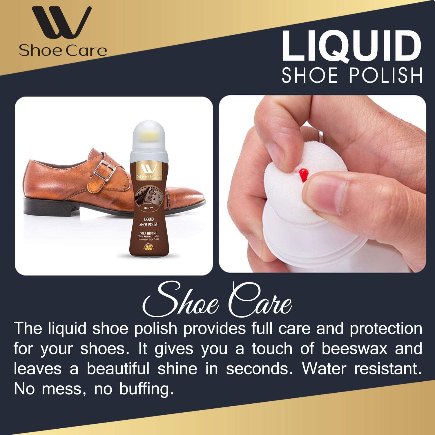 WBM Care Liquid Polish Instant Shoe Shiner, 3PCs, For All Leather Boots - - 