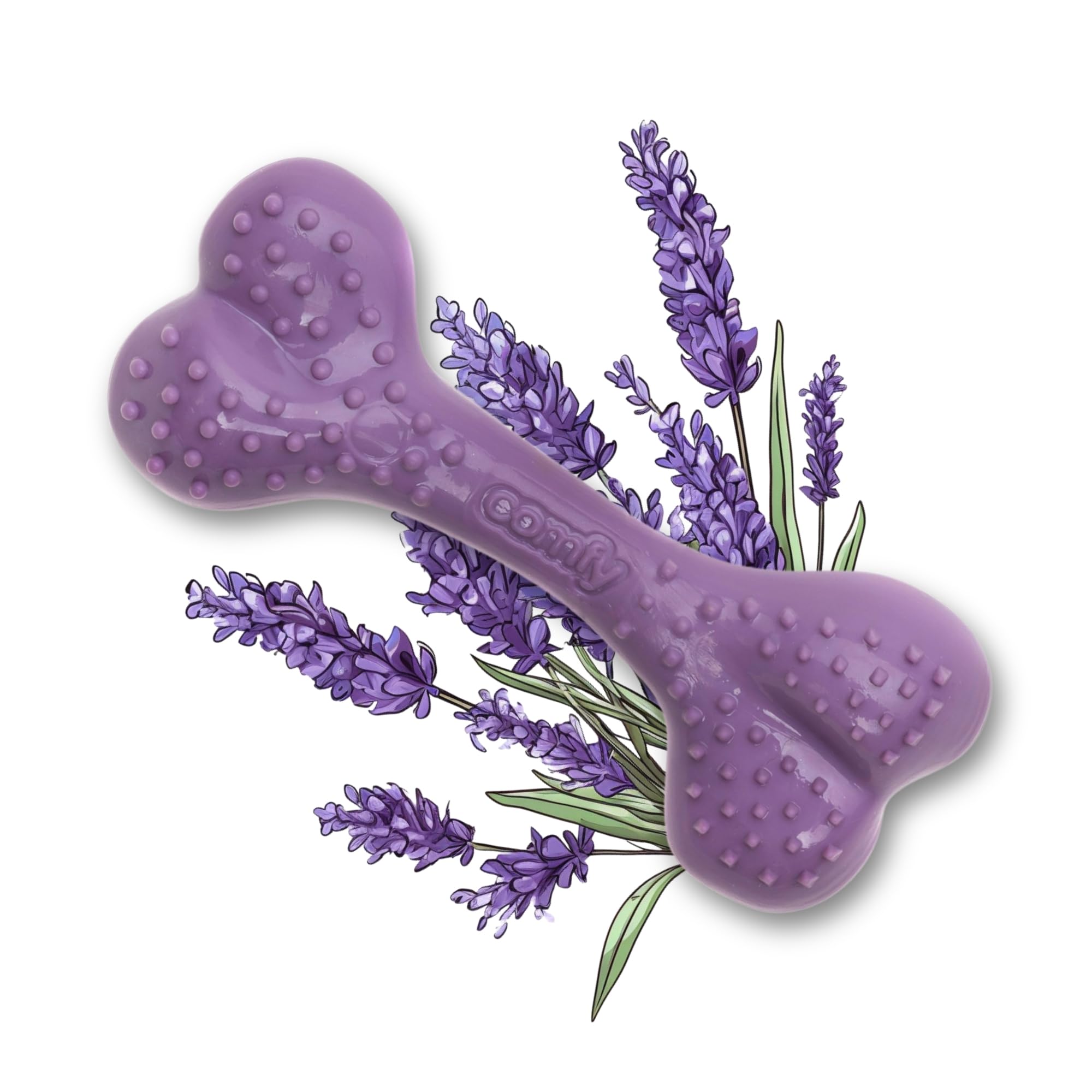 COMFY Sensory Dental Bone Dog Chew Toy, Lavender scented, Colourful bone 16.5cm, For Dogs puppies for playtime and fun, Super Durable, Long Lasting, Floats, Dog Toy for Aggressive chewers