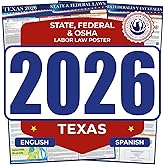 2026 Texas State and Federal Labor Law Poster - English Spanish Combo - OSHA Workplace Compliant - Mandatory Regulations All-In-One Required Compliance Posting for Employees - 17" x 40" - Laminated (Combo)