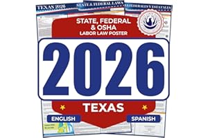 COMPLIANCE AUDIT CENTER 2026 Texas State and Federal Labor Law Poster - English Spanish Combo - OSHA Workplace Compliant - Mandatory Regulations All-In-One Required Compliance Posting for Employees - 17" x 40" - Laminated (Combo)
